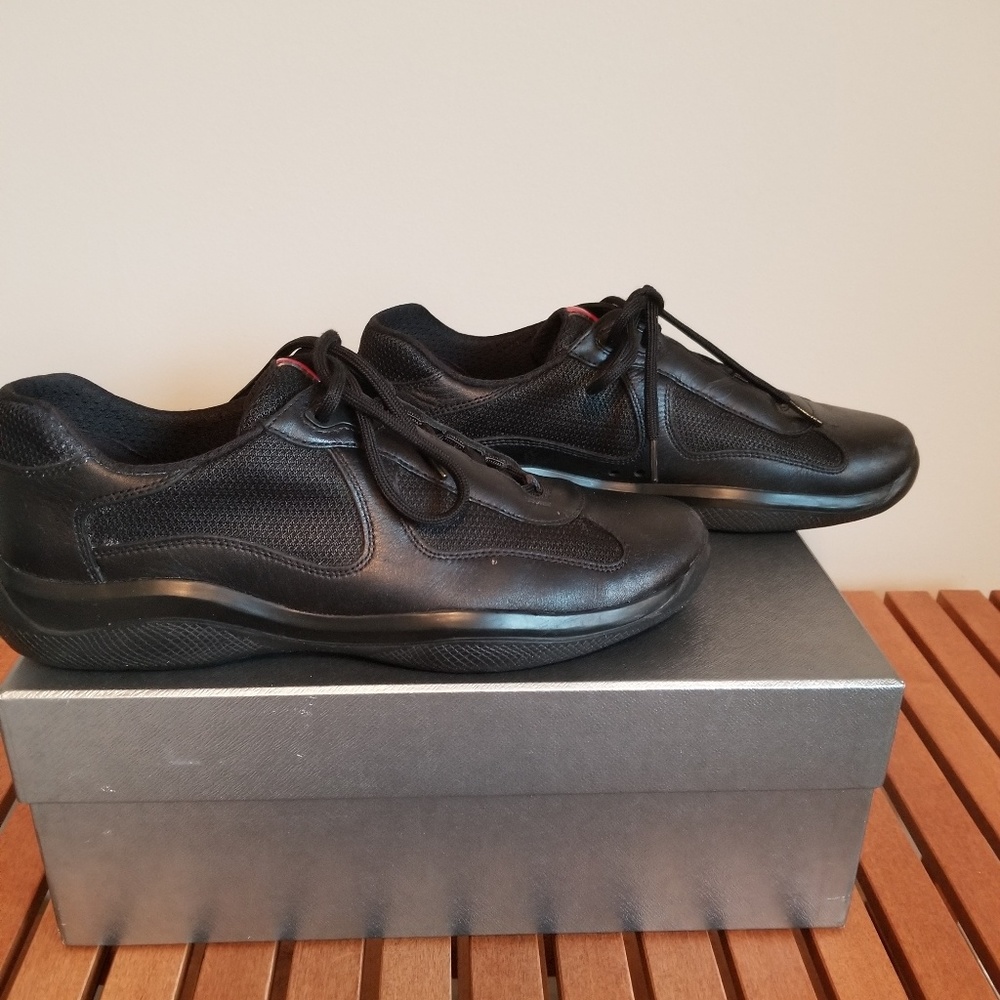Men's Prada Black America's Cup Leather Sneaker